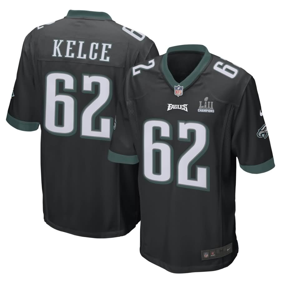 Jason Kelce Philadelphia Eagles Nike Super Bowl LII Champions Patch Game Jersey - Black