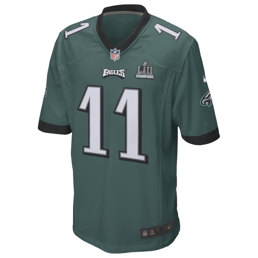 Carson Wentz Philadelphia Eagles Nike Super Bowl LII Champions Patch Game Jersey - Midnight Green