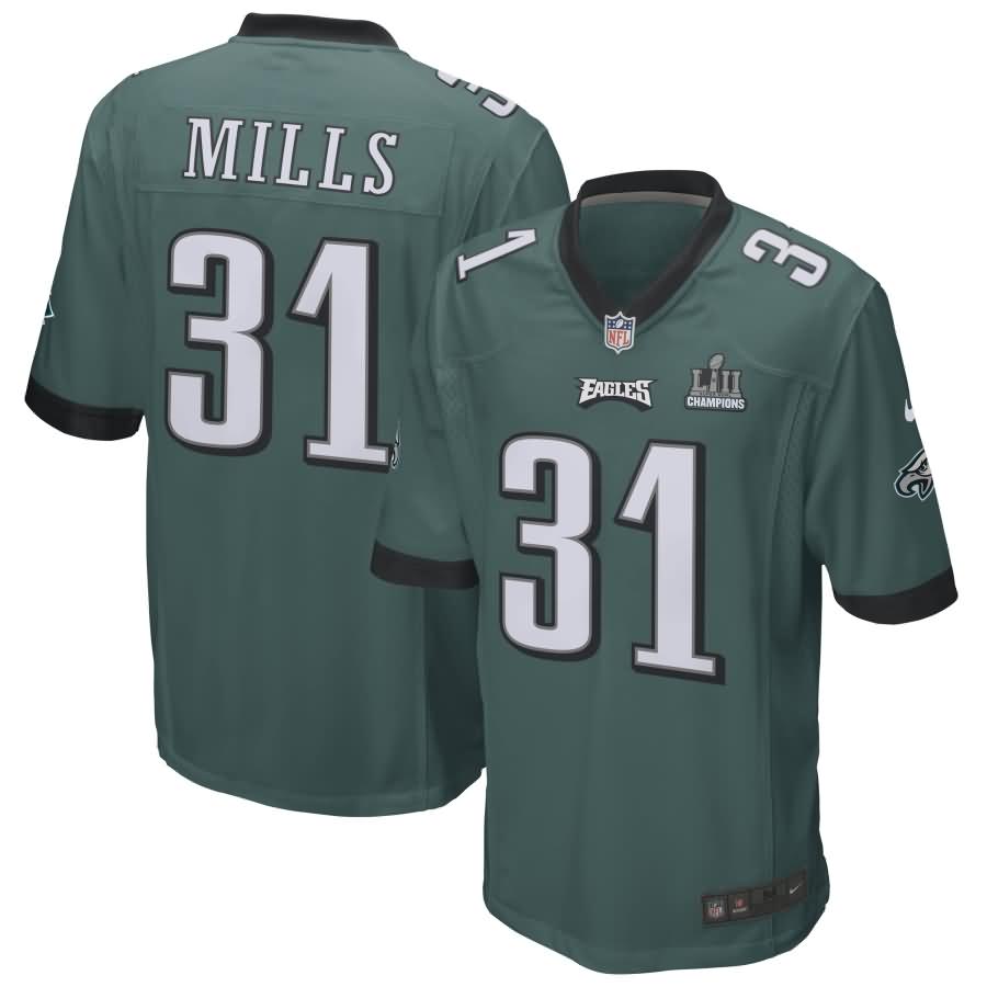 Jalen Mills Philadelphia Eagles Nike Super Bowl LII Champions Patch Game Jersey - Midnight Green