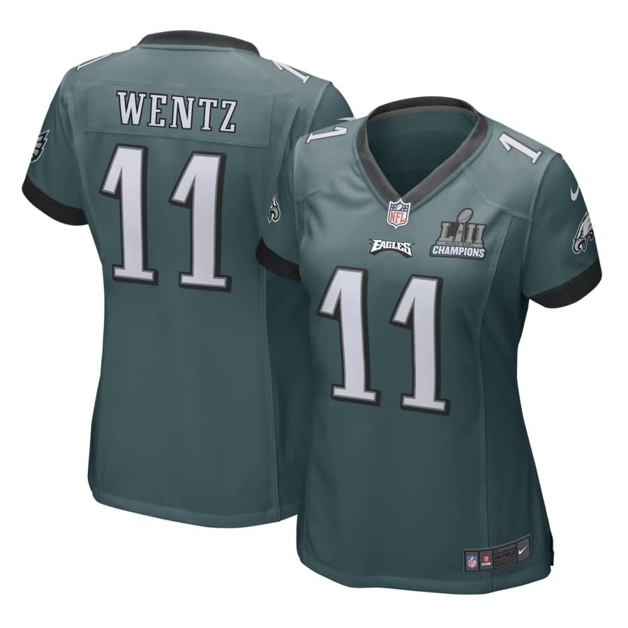 Carson Wentz Philadelphia Eagles Nike Women's Super Bowl LII Champions Patch Game Jersey - Midnight Green