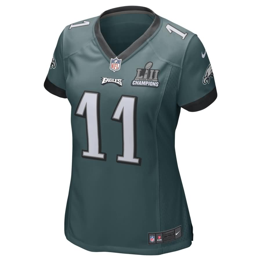 Carson Wentz Philadelphia Eagles Nike Women's Super Bowl LII Champions Patch Game Jersey - Midnight Green