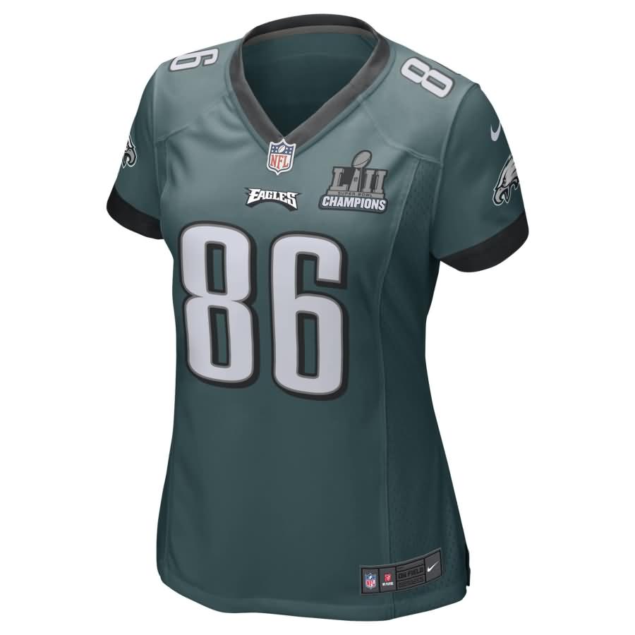 Zach Ertz Philadelphia Eagles Nike Women's Super Bowl LII Champions Patch Game Jersey - Midnight Green