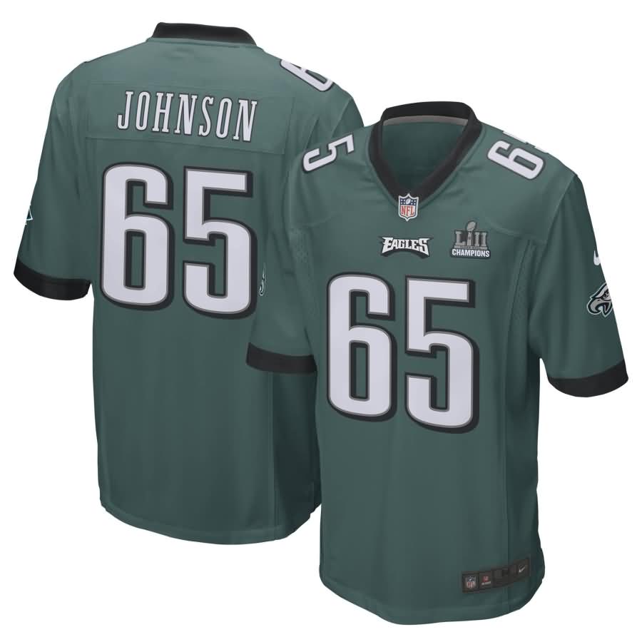 Lane Johnson Philadelphia Eagles Nike Super Bowl LII Champions Patch Game Jersey - Midnight Green