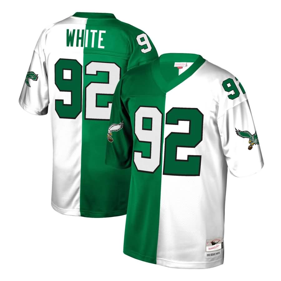 Reggie White Philadelphia Eagles Mitchell & Ness Retired Player Split Replica Jersey - Green/White